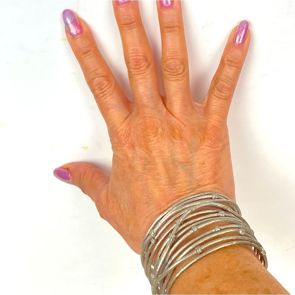 RIVKA Knotted Mina White Rhodium Cuff Bracelet - $229. - Picture 2 of 16